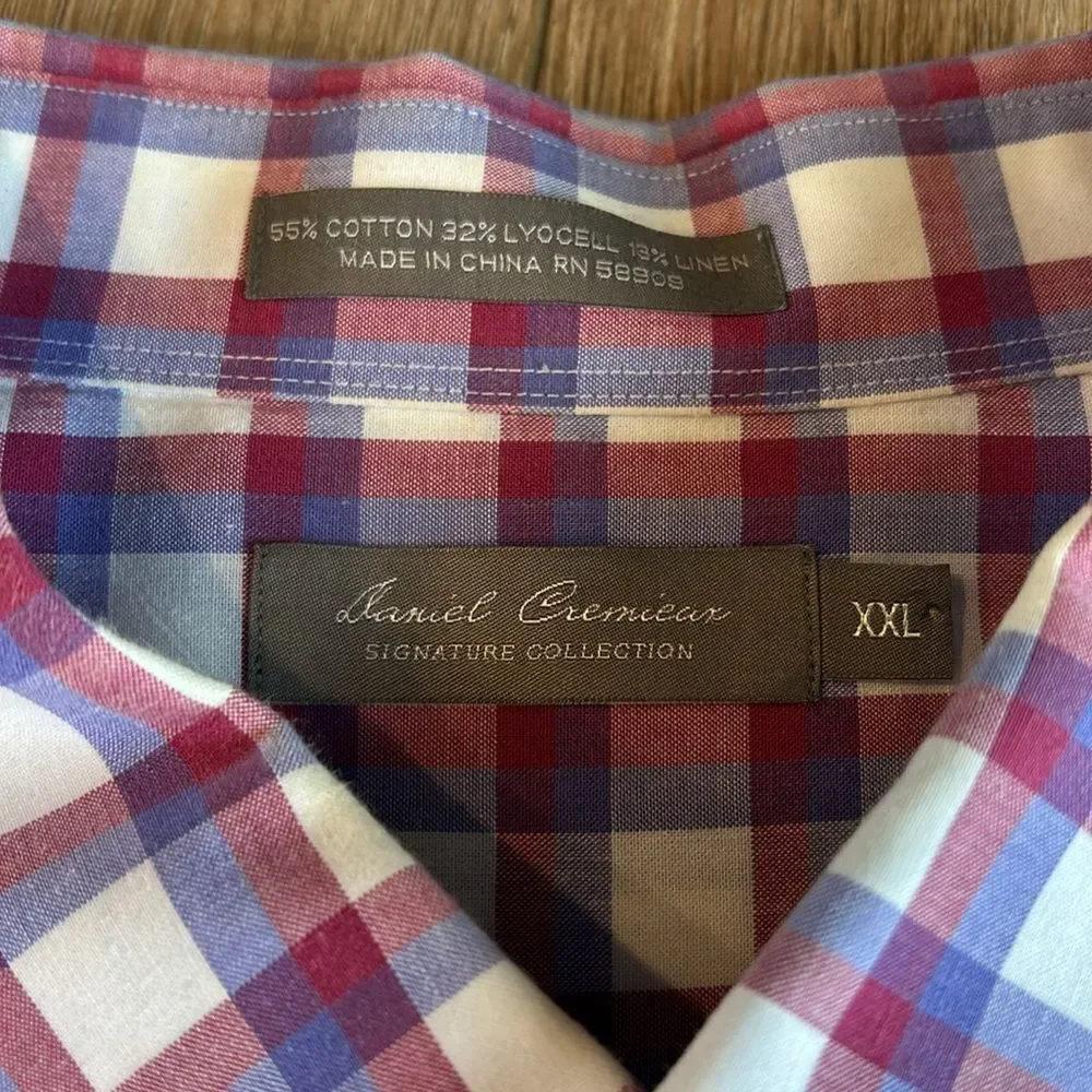 ((2 PIECE)) SAMUEL CREMIEUX MENS BUTTON DOWN SHIRTS CHECKERED SIZE XXL